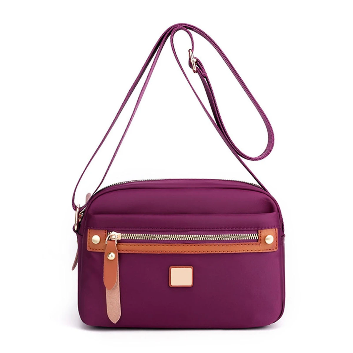 Nylon Fashion Cross-body Bag Lightweight Portable Shoulder Bag(purple color)