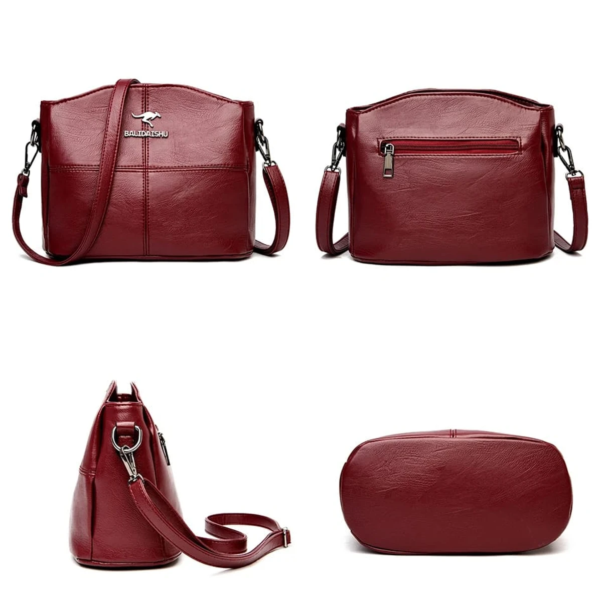 3 Layers Luxury Messenger Crossbody Bags ( maroon colour ) - Image 3