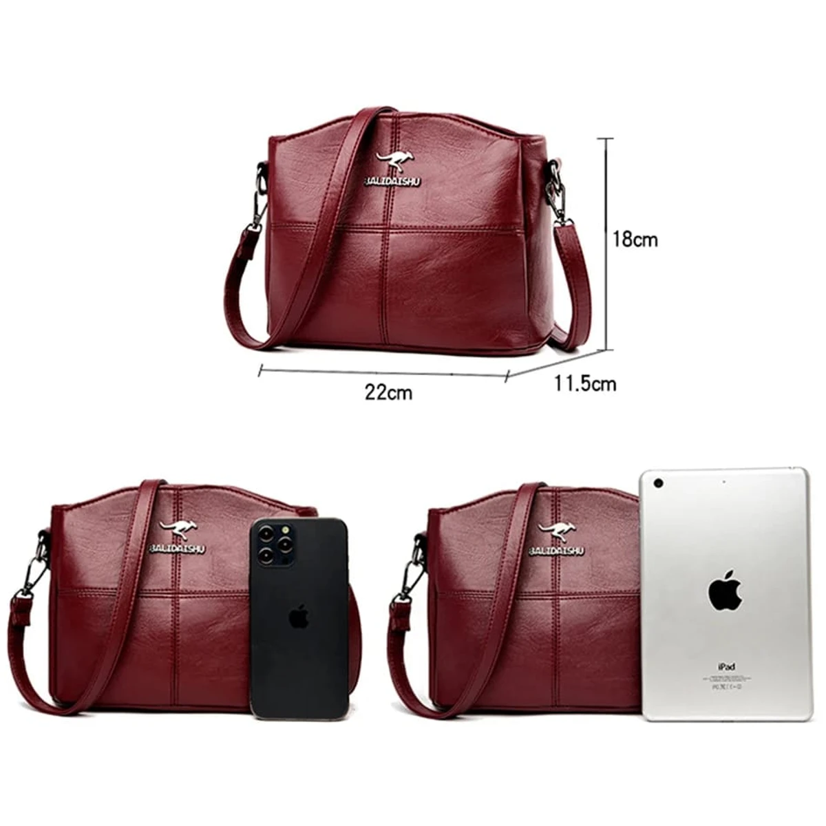 3 Layers Luxury Messenger Crossbody Bags ( maroon colour ) - Image 5