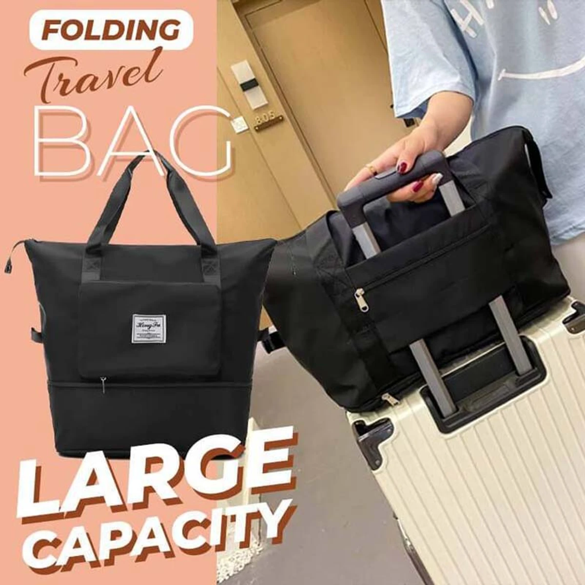 3 In 1 Large Capacity Foldable Travel Bag black