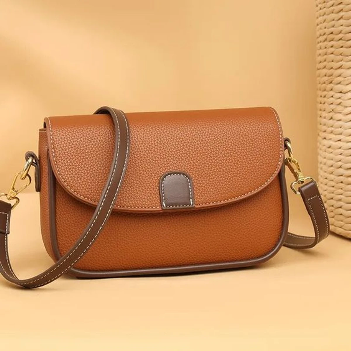 PU Leather Handbags Women Fashion Crossbody Bags(Orange Color) - Image 3