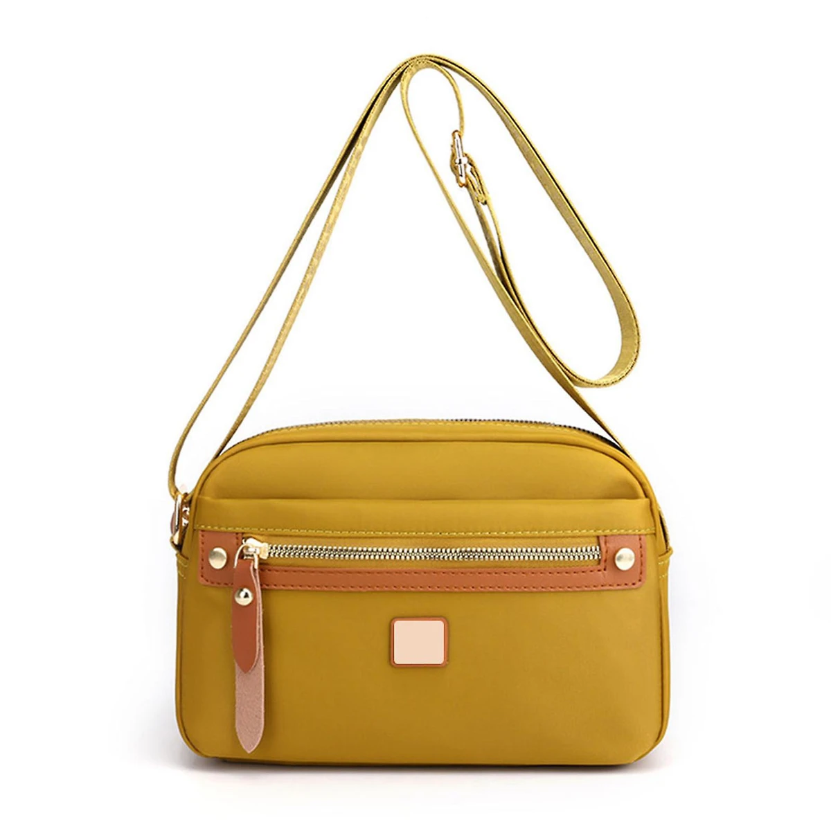 Nylon Fashion Cross-body Bag Lightweight Portable Shoulder Bag(golden color)