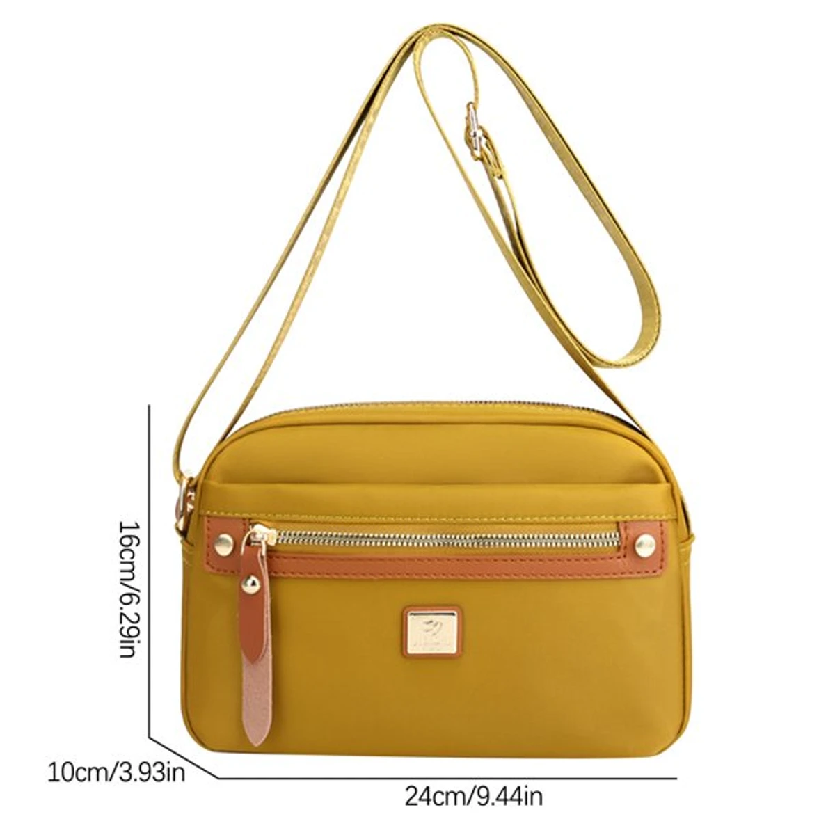 Nylon Fashion Cross-body Bag Lightweight Portable Shoulder Bag(golden color)