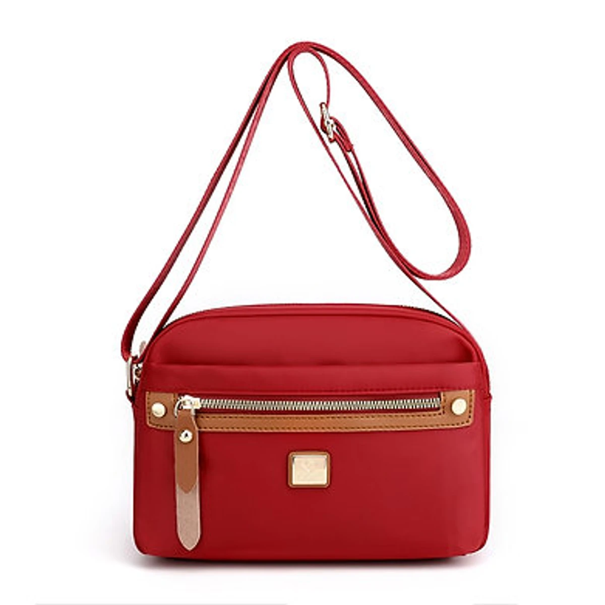 Nylon Fashion Cross-body Bag Lightweight Portable Shoulder Bag(maroon color)