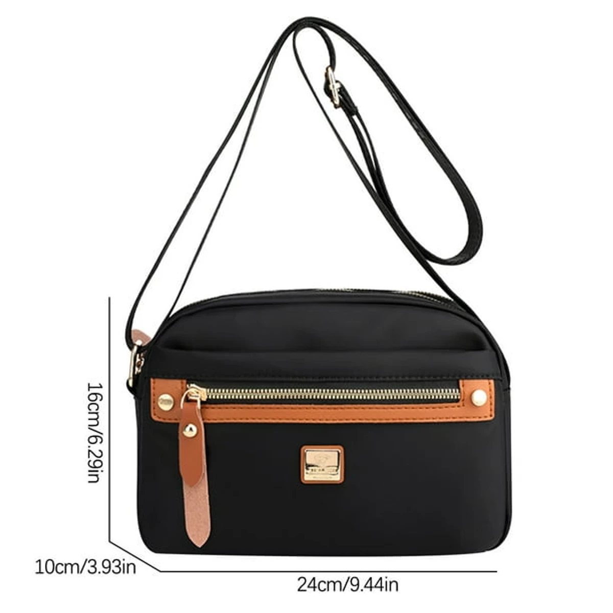 Nylon Fashion Cross-body Bag Lightweight Portable Shoulder Bag(black color)