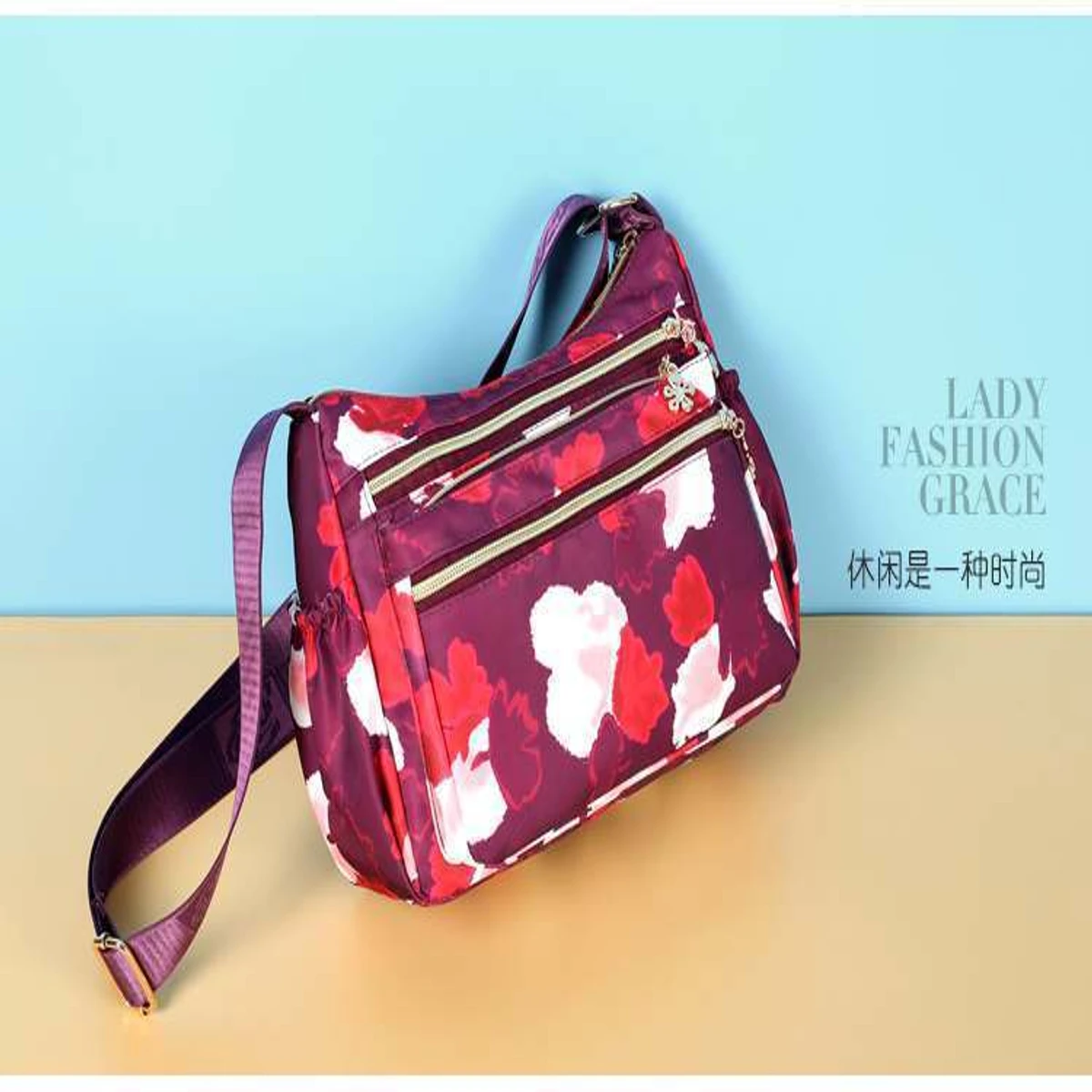 ( Light Maroon colour ) Korean sports travel shoulder bag - Image 3