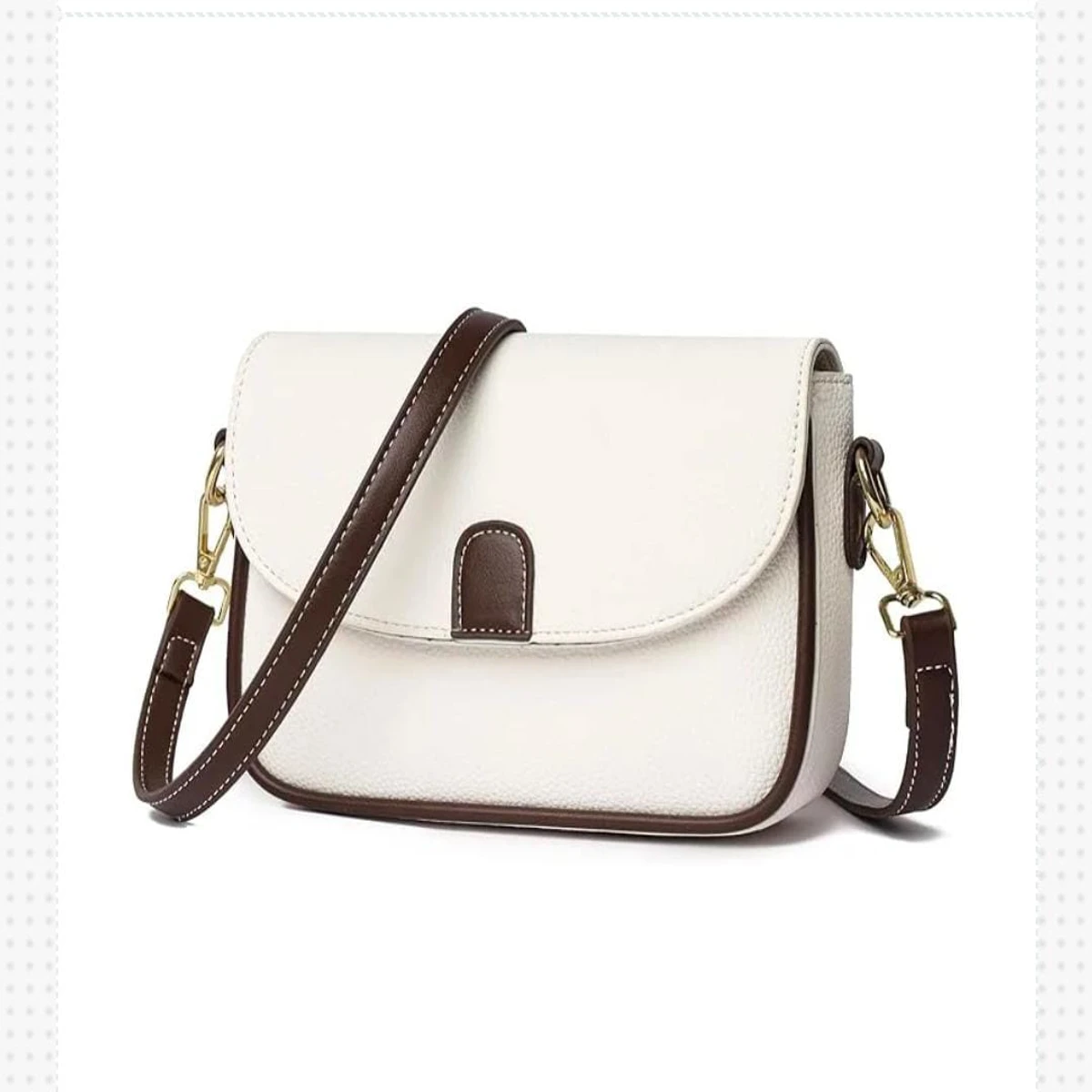 PU Leather Handbags Women Fashion Crossbody Bags(pure white) - Image 3