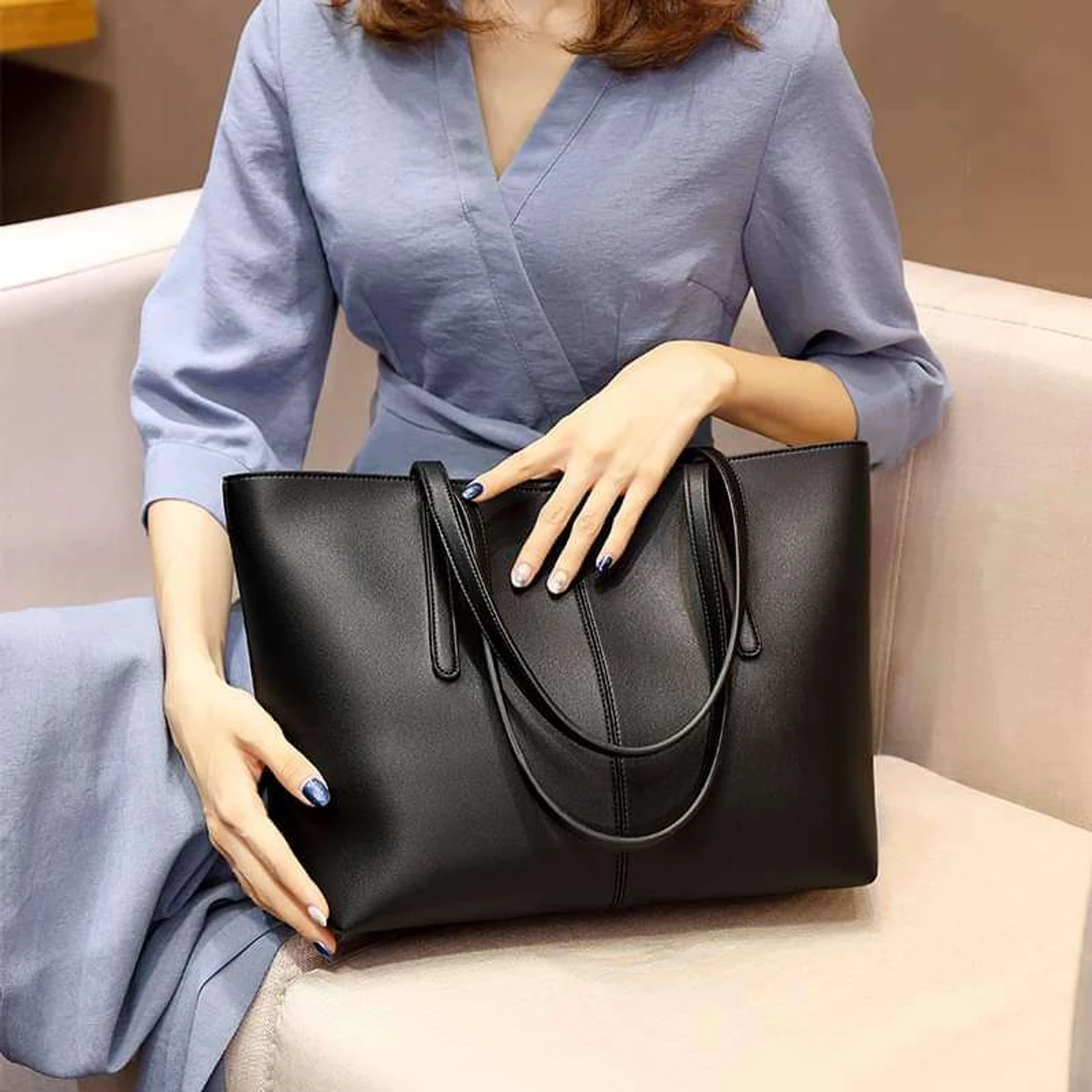 Luxury Hand Bag atypical leather (Black) Code : 96