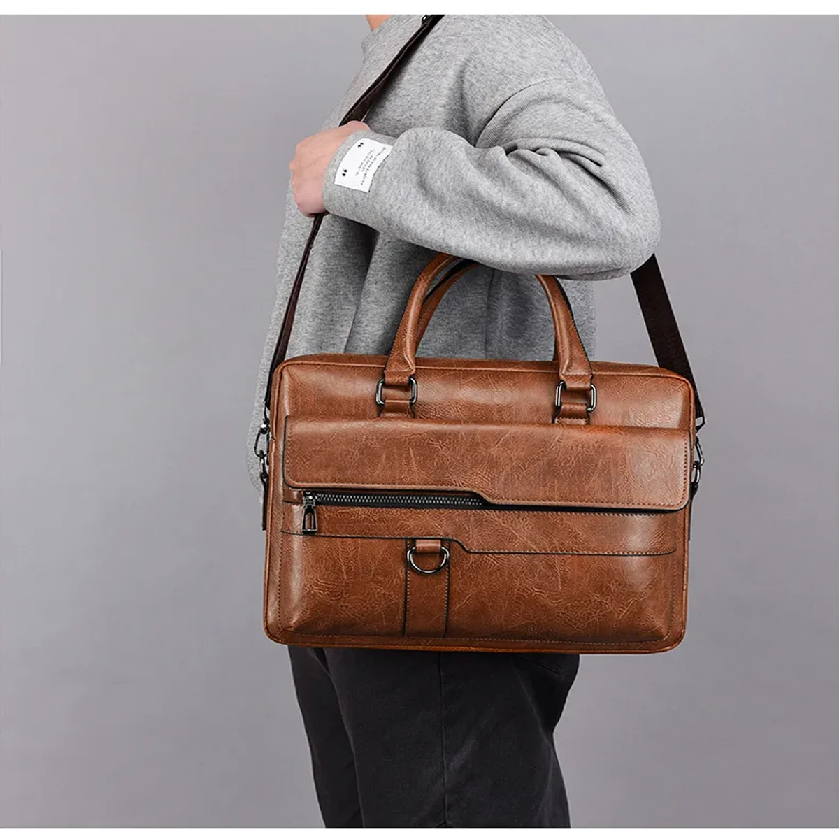 Amsburg Laptop Leather Bag(Chocolate color)