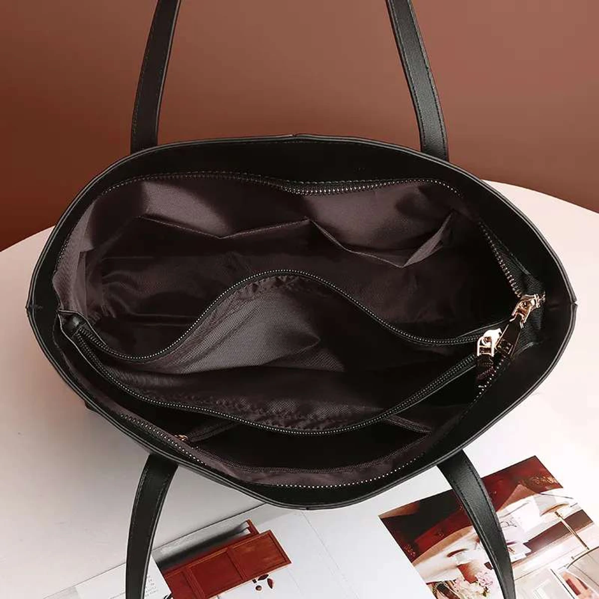 Luxury Hand Bag atypical leather(Red Wine) - Image 4