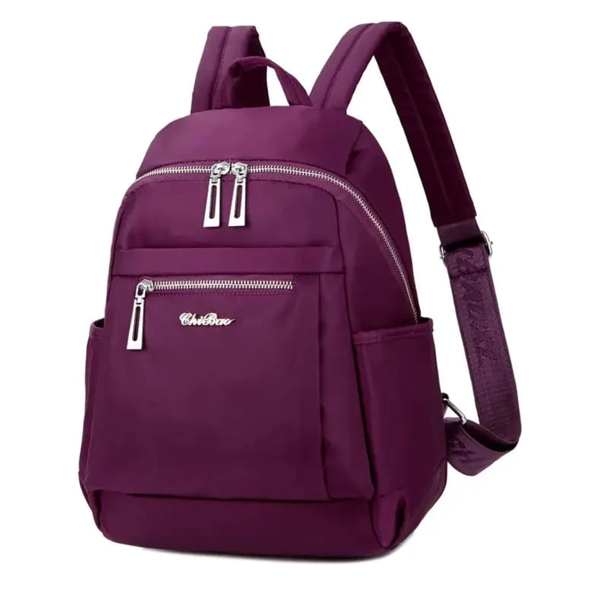 Nylon Backpack Durable Waterproof Casual Shoulder Bag (purple Color)