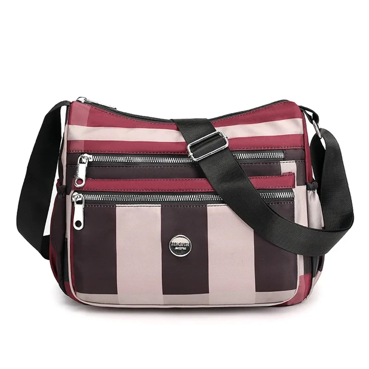 Chic Waterproof Plaid Multi Pocket Crossbody Hobo Bag(Red Color)