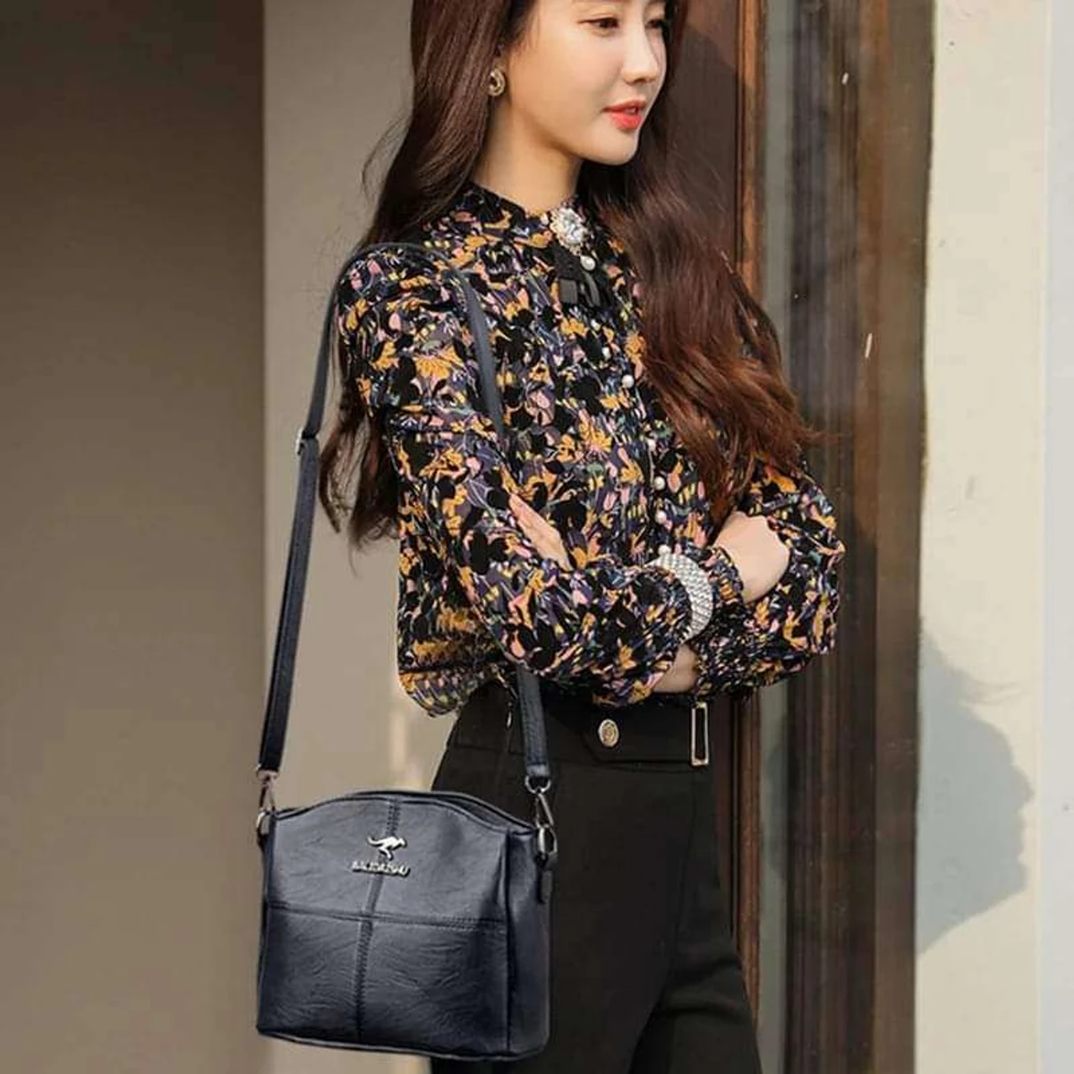 3 Layers Luxury Messenger Crossbody Bags black - Image 3