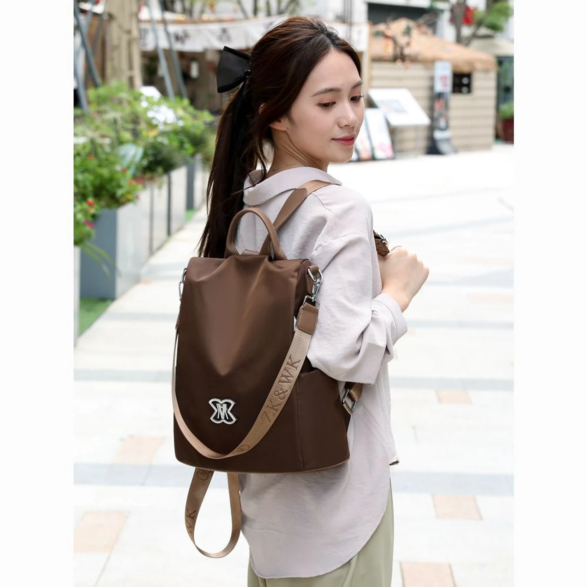 Women Large Capacity Outdoor Tote Bag ( coffee / brown ) - Image 3