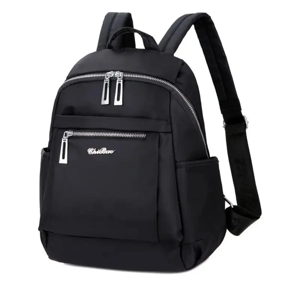 Nylon Backpack Durable Waterproof Casual Shoulder Bag (Black Color)